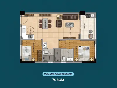 Berkeley Residency 2 Bedroom Apartment B-01 Floor 2
