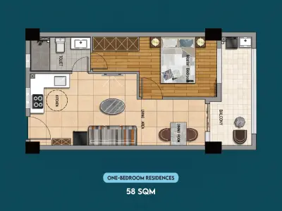 Berkeley Residency 1 Bedroom Apartment A-03 Floor 3
