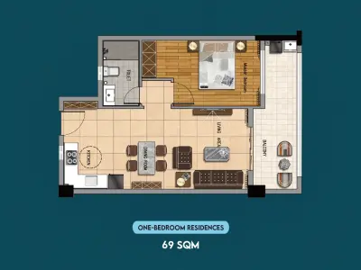 Berkeley Residency 1 Bedroom Apartment B-03 Floor 2