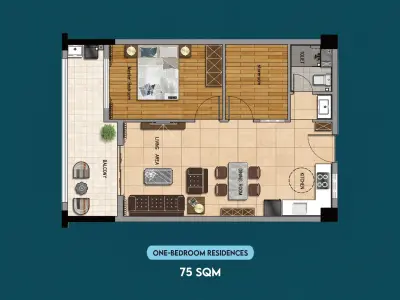 Berkeley Residency 1 Bedroom + Study Apartment B-08 Floor 3