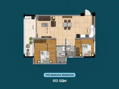 Berkeley Residency 2 Bedroom Apartment A-09 Floor 2