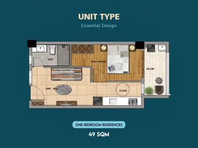 Berkeley Residency 1 Bedroom Apartment A-05 Floor 2