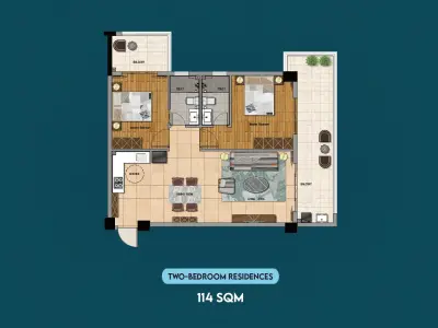 Berkeley Residency 2 Bedroom Apartment A-04 Floor 2